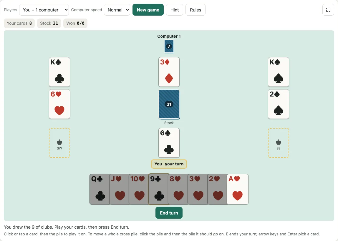 Kings in the corner example
